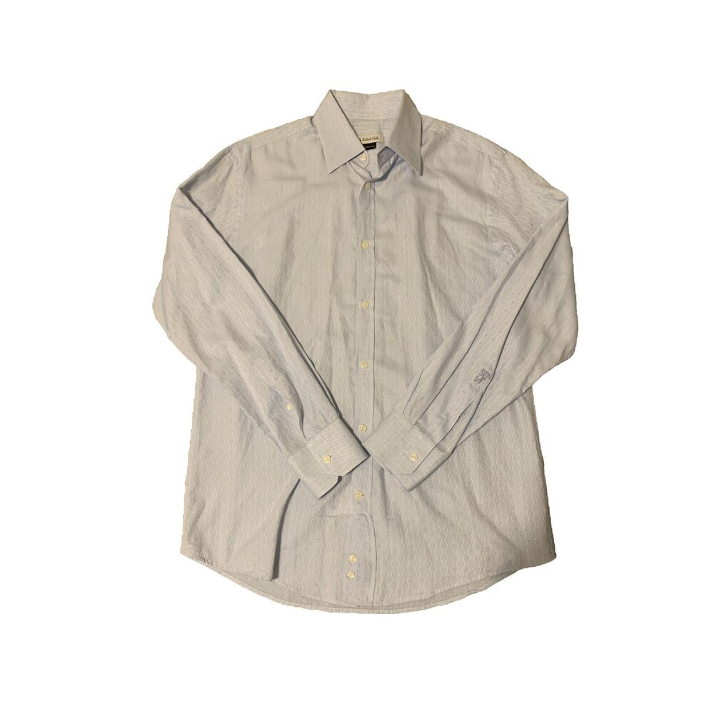 Versace Collection Mens Size 41/16  Blue Button Up Long Sleeve Dress Shirt‎